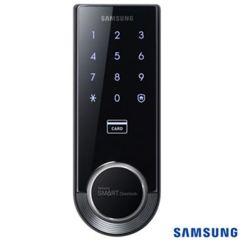 Fechadura Digital Samsung Capacidade com até 70 usuários (Senha/Cartão) Prata e Preto - SHS-3321 - SGSHS3321SPO_PRD