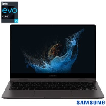 Notebook Samsung Galaxy Book 2 360, Evo Intel Core i5 1235U, 16GB, 512GB SSD, Win 11, Tela 13.3"- NP730QED-KF2BR