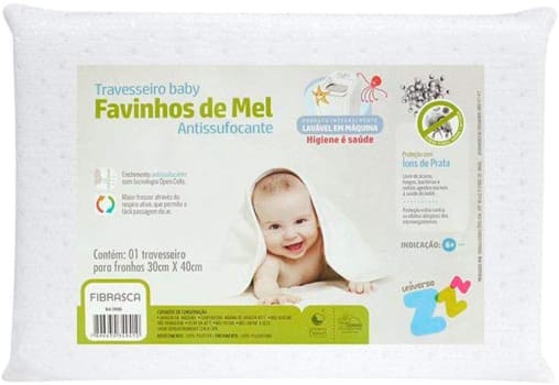 Travesseiro Favinhos Baby Antissufocante Lavável Revestimento 30x40cm - Fibrasca