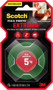 Scotch 3M Fixa Forte Fita Dupla Face Fixação Extrema 24mm x 2m