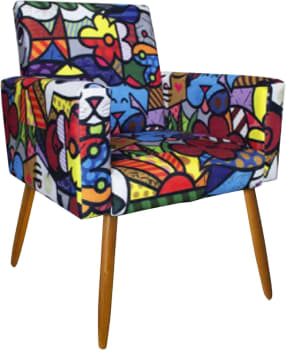 Poltrona Estampada Decorativa Para Sala De Estar Recepção - MOBLAN DECOR (Romero Brito)