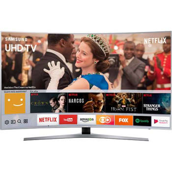 Smart TV LED Curva 55" Samsung 55MU6500 UHD 4k com Conversor Digital 3 HDMI 2 USB HDR Premium Smart Tizen Controle Remoto Único Design 360º - Prata (Cód. 132386161)