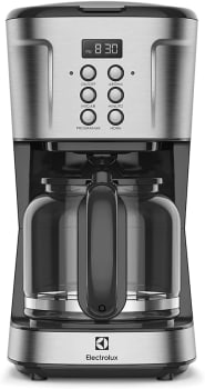 Cafeteira Elétrica Electrolux inox filtro permanente removivel capacidade 1,5L 38 xicaras função timer painel digital desligamento automatico ECM30 127v, cor aço escovado