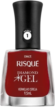 4 Unidades Esmalte Risqué Diamond Gel Vermelho Cereja Cremoso 95ml