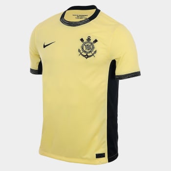 Camisa Corinthians III 23/24 s/n° Torcedor Nike Masculina, Tamanhos P ao EGG (Dourado/Preto)