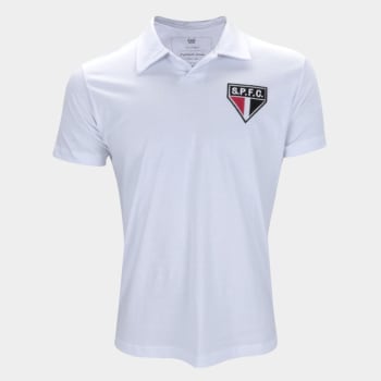 [3 CORES] Camisa Polo São Paulo Retrô Mania Masculina - Branco