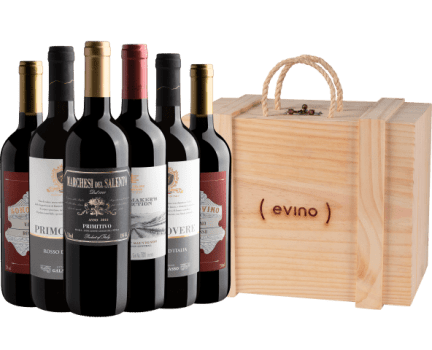 Kit 6 Vinhos + Caixa de madeira