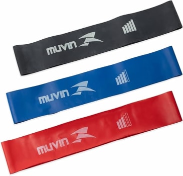 Kit Mini Band Muvin - Faixas Elásticas Circulares Com 3 Tensões - Diferentes Intensidades de Resistência - Elásticos Para Musculação - Exercícios - Força - Treino Funcional - Academia - Ginástica