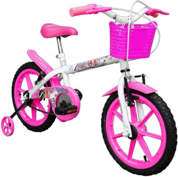 Bicicleta Infantil Aro 16 Pinky Branco e Rosa Track Bikes