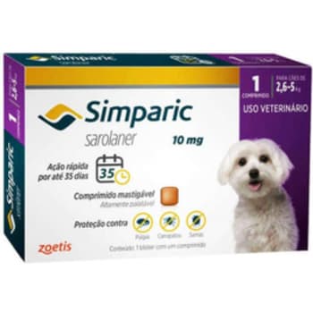  Simparic 10mg, 2,6 até 5kg, 1Cp Zoetis para Cães 