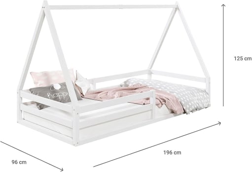  IDIMEX Cama Montessoriana Madeira Maciça Casa Estrado Sila (Branco)