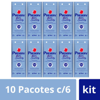 Kit 10x6 Preserv Extra Sensitiv Preservativos - 60 Camisinhas