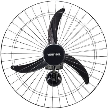 Ventisol Ventilador de Parede Oscilante, 3 Pás Premium, Preto, 60cm, Bivolt