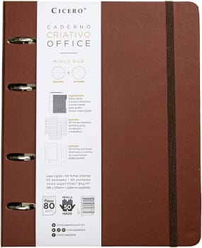 Cicero Caderno Criativo Office Duo Argolado Clássica Pautado & Pontado A5, Marrom, 8835