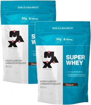 Kit 2x Super Whey Protein Chocolate 900g Max Titanium