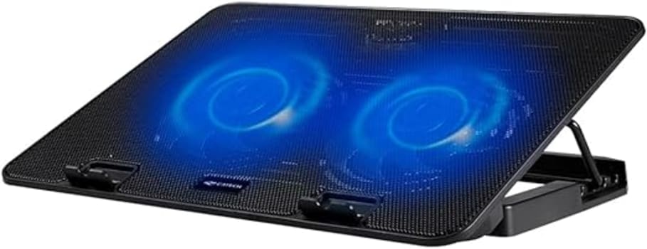 C3Tech Base para Notebook NBC-50BK 15,6" Refrigerada com 2 Coolers, Led de Iluminacao Azul, Inclinacao Ajustável em 5 niveis, com USB, cor Preta