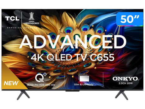 Smart TV 50” 4K UHD QLED TCL 50C655 Wi-Fi - Bluetooth 3 HDMI 1 USB - Smart TV - Magazine 