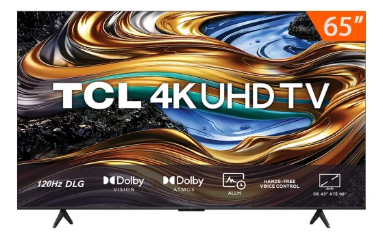 Smart Tv Led 65 Google Tv Ultra Hd 4k Tcl 65p755 Comando De Voz Hdr10+ 120hz DLG Hdmi 2.1 Bluetooth