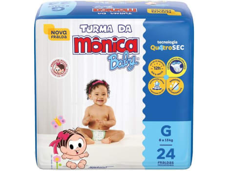 Fralda Turma da Mônica Baby Tam G 7 a 11kg - 24 Unidades