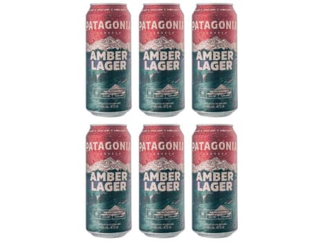 Cerveja Patagonia Amber Lager Triplo Malte - 6 Unidades Lata 473ml