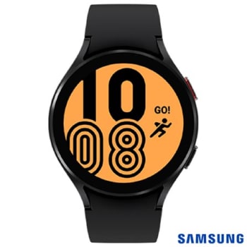 Galaxy Watch4 BT 44mm Samsung Preto com 1,4", Pulseira de Fluorelastômero, Bluetooth e 16GB