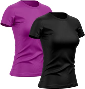 Kit 2 Camisetas Feminina Manga Curta Dry Proteção Solar UV Baby Look Academia Treino