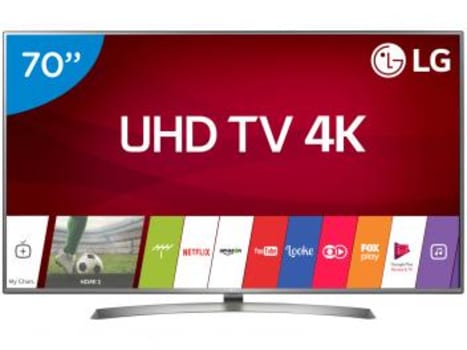 Smart TV LED 70" LG 4K/Ultra HD 70UJ6585 WebOS - Conversor Digital Wi-Fi 4 HDMI 2 USB Bluetooth HDR - Magazine Ofertaesperta