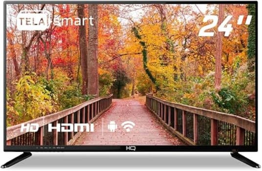 HQ Smart TV LED 24" 2 HDMI 2 USB WI-FI Androind 11 e Processador Quad Core