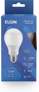 Lâmpada Bulbo LED A60 9W 6500K Elgin Caixa Com 10 Unidades Bivolt Luz Branca Fria