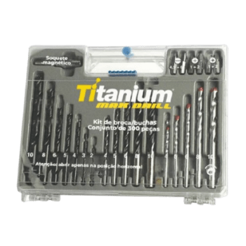 Kit De Brocas Soquetes Bits Bucha Com 300 Peças Max Drill Titanium - 7427