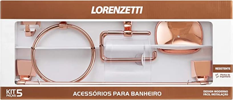 KIT 5 PEÇAS ROSE GOLD 2000 F24 RG: ACESSÓRIOS PARA BANHEIRO, LORENZETTI