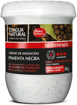 Creme De Massagem Pimenta Negra, D'agua Natural, 650 G