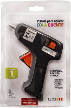 Pistola De Cola Quente 10w Bivolt Pequena, 01 Unidade Leonora, Preto, Pequeno