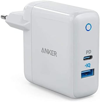 Carregar de Tomada 1 USB-C PD + 1 USB, Anker PowerPort PD 2, 33W de potência, Carregamento Rápido, Branco