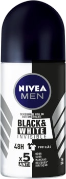 3 unidades — Desodorante Antitranspirante Roll On NIVEA Men Invisible for Black & White Fresh 50ml Nivea Branco