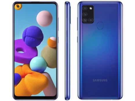Smartphone Samsung Galaxy A21s 64GB Azul 4G - 4GB RAM 6,5” Câm. Quádrupla + Selfie 13MP - Magazine Ofertaesperta