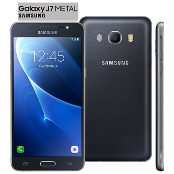 Smartphone Samsung Galaxy J7 Duos Metal Preto com 16GB, Dual chip, Tela 5.5", 4G, Câmera 13MP, Android 6.0 e Processador Octa Core de 1.6 Ghz