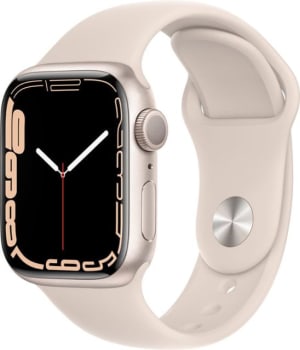 Smartwatch Apple Watch Series 7 GPS 45mm Caixa Estelar de Alumínio Pulseira Esportiva Estelar