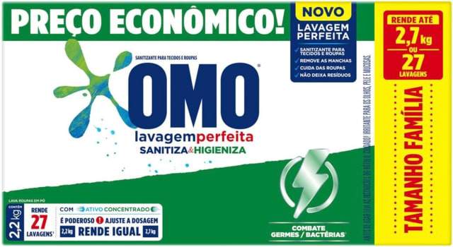 OMO Omo Lavagem Perfeita Sanitiza & Higieniza 2.2Kg