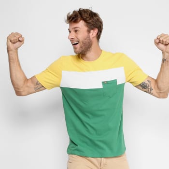Camiseta GONEW Brasil c/ Bolso Masculina - Verde