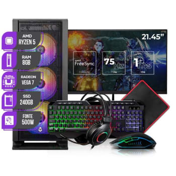 PC Gamer Completo Mancer, AMD Ryzen 5 4600G, Vega 7, 8GB DDR4, SSD 240GB, Fonte 500W 80 Plus + WIFI - PC Gamer Completo - Magazine {{route.pmdStoreName}}Logo LuLogo Magalu