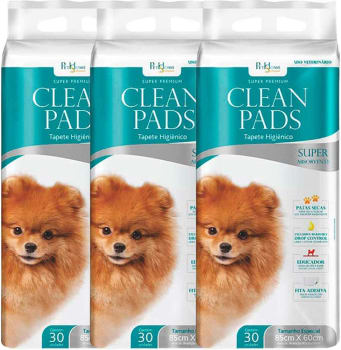 Tapete Higiênico Clean Pads 03 Pacotes C/ 30 Unidades