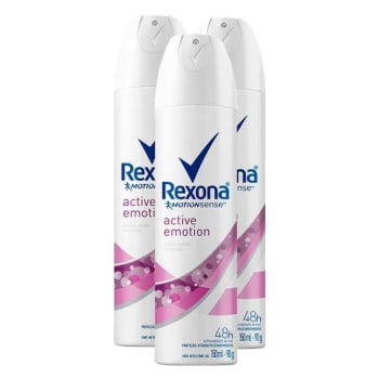 3 Unidades — Desodorante Antitranspirante Rexona Active Emotion Aerosol 150ml