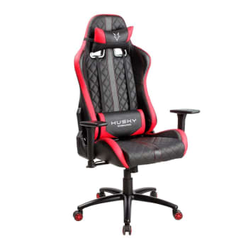 Cadeira Gamer Husky Gaming Hailstorm Preto e Vermelho Com Almofadas Reclinável Descanso de Braço 2D - HHA-BR