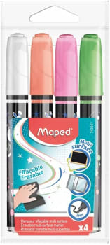  Marcador Multi Superficie Estojo X 4 Cores Branco/Laranja/Rosa/Verde, Maped, 743547 