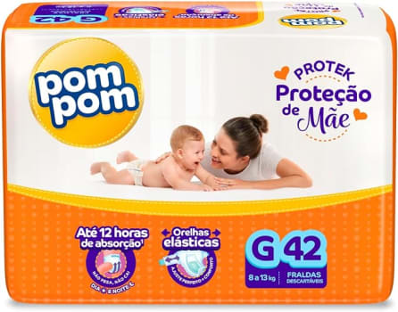 Pom Pom Fralda Derma Protek Mega G 42 Unidades