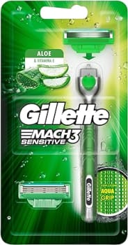 Aparelho de Barbear Gillette Mach3 Acqua-Grip Sensitive + 2 Cargas