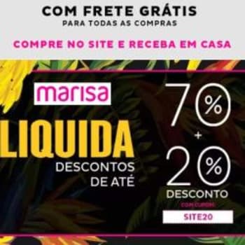 Seleção de Moda com Até 70% de Desconto + 20% Extra do Cupom SITE20 na Marisa!