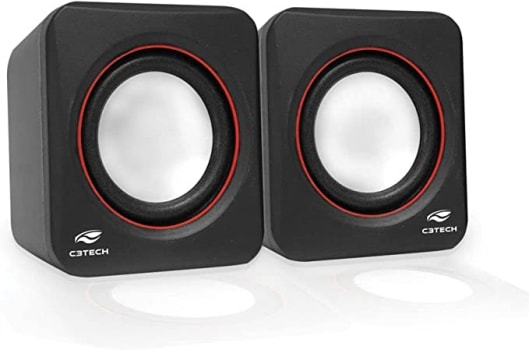 C3Tech Caixa de som SP-301BK Preto - Sistema de audio 2.0 P2 Com Blindagem Eletromagnética alimentacao via porta USB