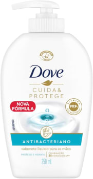 4 Unidades Sabonete Líquido Para as Mãos Dove Antibacteriano Cuida & Protege Elimina até 99,9% das Bactérias 250ml